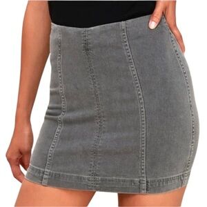Free People Women’s Stretch Washed Denim Gray Mini Skirt ~ Size 8